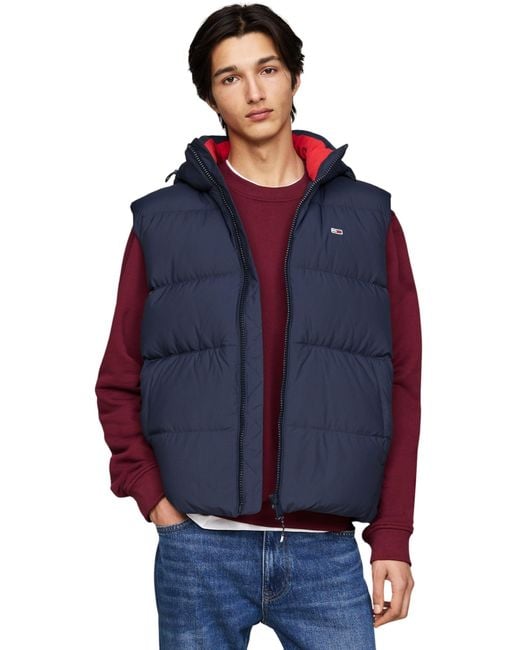 Mens Jacket Tommy Jeans Essential Down Gilet Tommy Hilfiger S Tjm Essential  Down Ext Dm0dm20465 Vest In Blue
