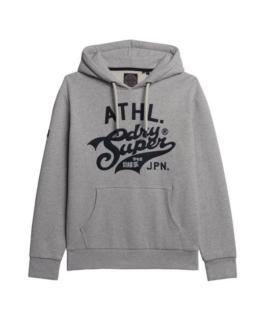 Superdry Athletic Script Graphic Hoodie Sweatshirt in Gray für Herren