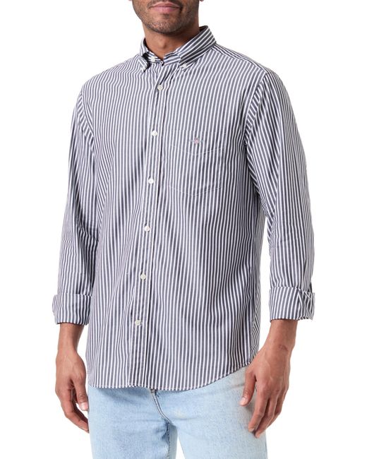 Gant Blue Reg Poplin Stripe Shirt for men