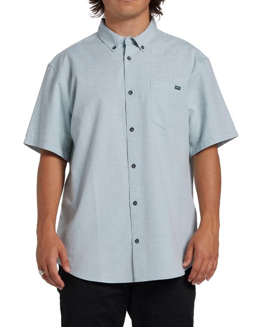 Billabong Blue All Day Short Sleeve Woven Shirt for men