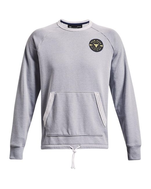 Under Armour S Project Rock Terry Crew Sweatshirt Mod Gray L for men