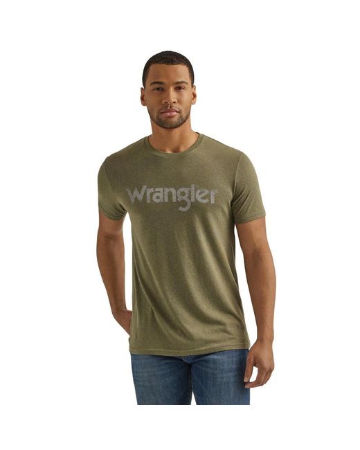 Wrangler Green Western Crew Neck Short Sleeve Tee Shirt