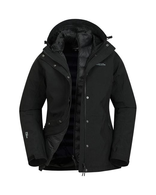 Mountain Warehouse Black Alaskan Womens 3 In 1 Short Jacket - Isodry, Waterproof 10,000mm & Breathable Coat With Taped Seams - Best