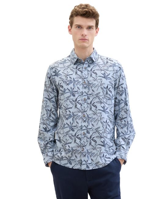Tom Tailor Sommer-Hemd mit fixierbaren Ärmeln in Blue für Herren