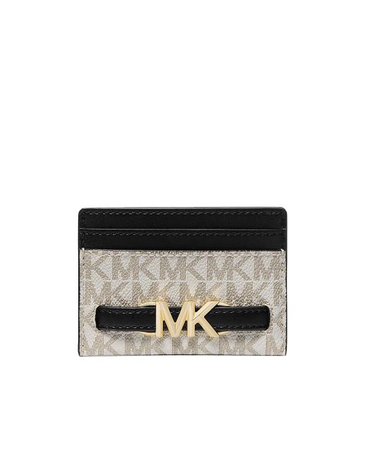 Michael Kors Reed Large Leather Card Holder - Vanilla/black, Vanilla / Black, Card Holder