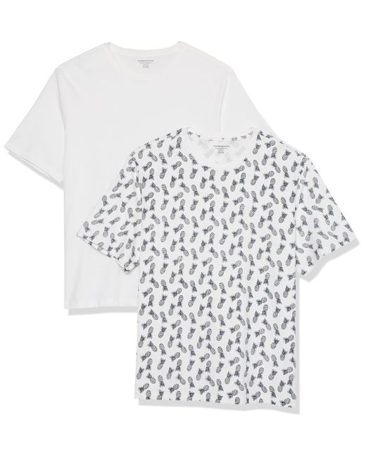 Camiseta de ga Corta con Cuello Redondo y Corte Recto Hombre Amazon Essentials de hombre de color White