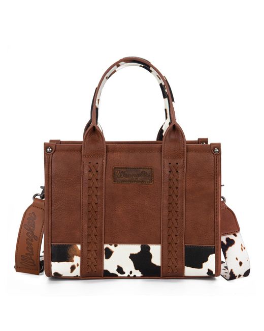 Wrangler Brown Cow Print Tote Bag Handbags And Purses For Western Crossbody Bags For With Adjustable Strap