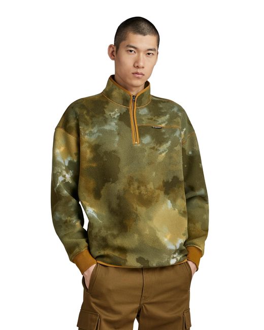 G-Star RAW Fleece Half Zip Loose Sweater in het Groen voor heren | Lyst NL