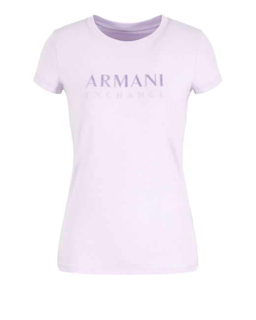 Emporio Armani Pink A | X Armani Exchange Armani Exchange Sparkle Logo Cotton T-shirt