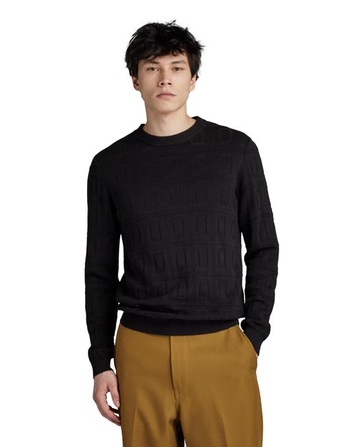 G-Star RAW Table Structure R Knit Sweater Voor in het Black voor heren