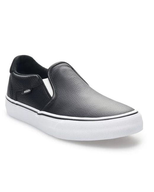 Vans Unisex Asher Deluxe Leather Slip On Low Cut Design Sneaker Black Black 12 Women 10.5 Men Lyst UK