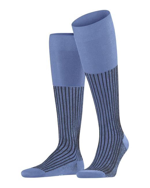Falke Blue Oxford Stripe M Kh Cotton Long Patterned 1 Pair Knee-high Socks for men