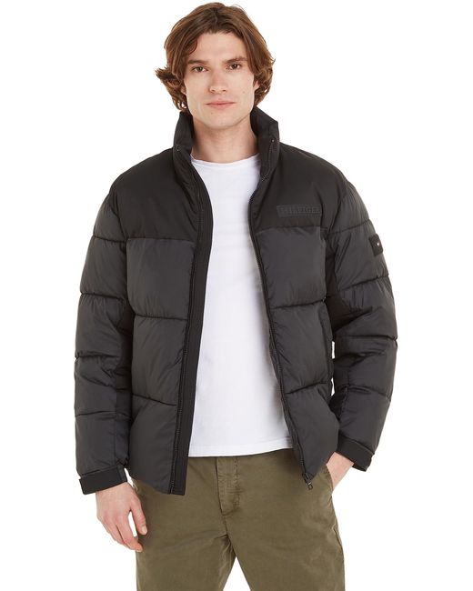 Tommy Hilfiger Black Puffer Jacket Winter Jacket For Transition Weather for men