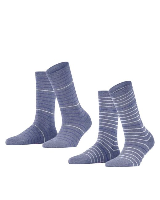 Falke Blue Esprit Fine Stripe 2-pack Socks Sustainable Organic Cotton Black Grey More Colours Thin Colourful For Summer Or Winter Plain