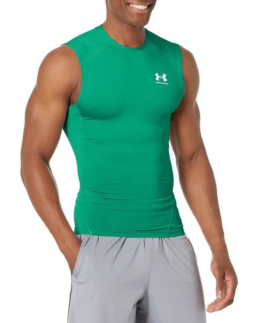 Under Armour Green Standard Heatgear Compression Sleeveless T-shirt, for men