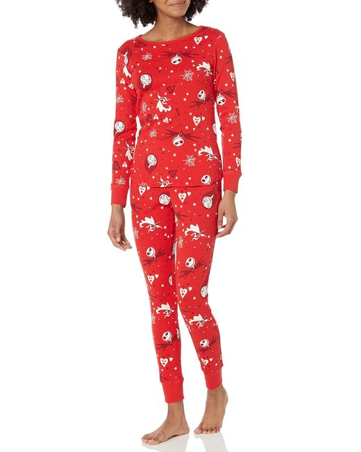 Snug-Fit Cotton Pajamas Pigiama Cotone di Amazon Essentials in Red