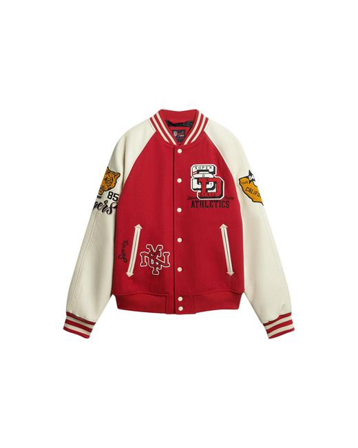 Superdry Red Giacca College Varsity Patched Rxg for men
