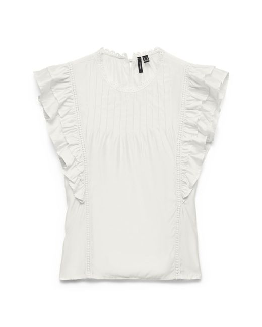 Vero Moda White Vmbliss S/L Detail Top WVN