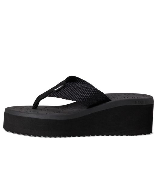 Roxy Kallie Platform Flip Flop Sandal Wedge in Black | Lyst