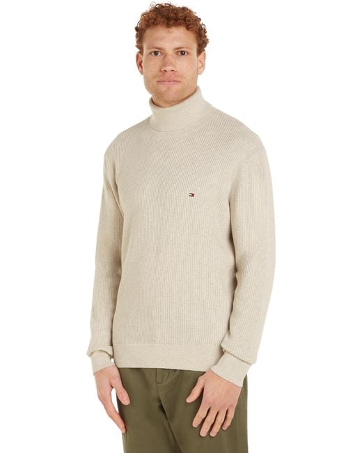 Jersey Hombre Structure Roll Neck con Cuello Vuelto Tommy Hilfiger de hombre de color Natural