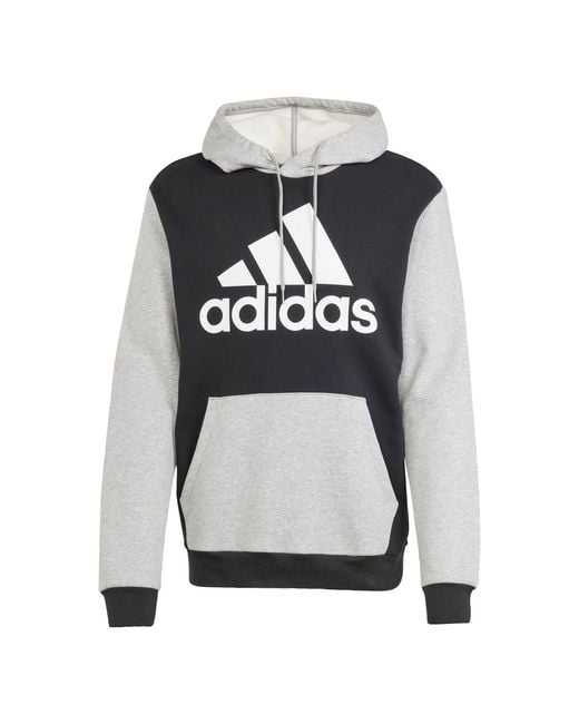 Felpa con cappuccio Essentials Fleece Big Logo di Adidas in Gray da Uomo