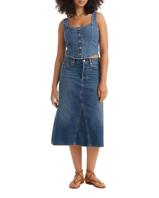 Levi's Blue High Rise A-line Decon Skirt