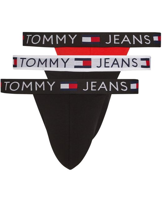Tommy Hilfiger Black Pack Of 3 Jock Strap Sports Underwear Stretch Cotton for men