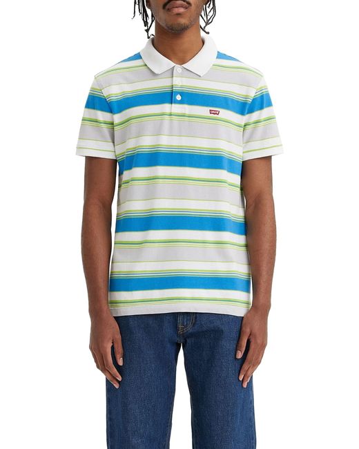 Levi's Housemark Polo T-shirt ,archie Stripe Macaw Green,xl in het Blue voor heren