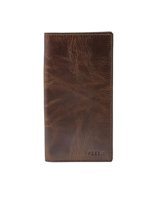 Fossil Brown Derrick Leather Executive Checkbook Wallet