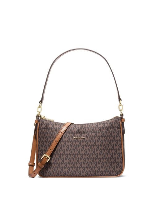 Michael Kors Brown Jet Set Medium Top Zip Pochette Crossbody