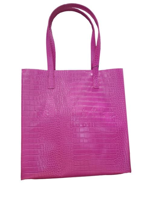 Ted Baker Pink Croccon Croc Detail Large Icon Bag