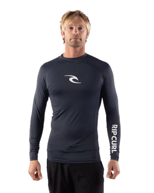 Rip Curl Blue Long Sleeve Rashguard-upf 50+ Sun Protection Surf Shirt for men