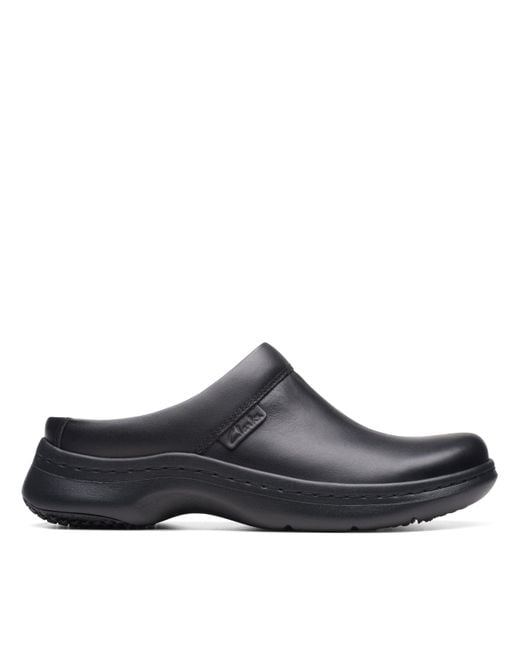 Clarks Pro Clog Leather Shoes In Black Size 6.5