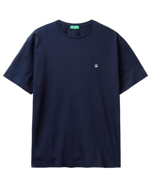 Benetton Blue 3m4wu1088 T-shirt for men