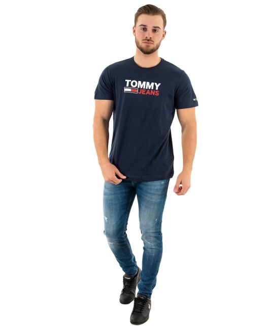 Tommy Hilfiger Shirt Met Korte Mouwen Dm0dm15379 C87 En Kleur Marineblauw in het Blue voor heren