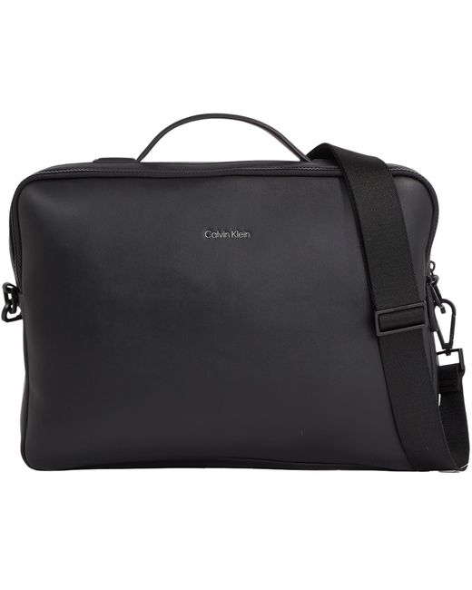 Calvin Klein Black Laptop Bag Faux Leather for men