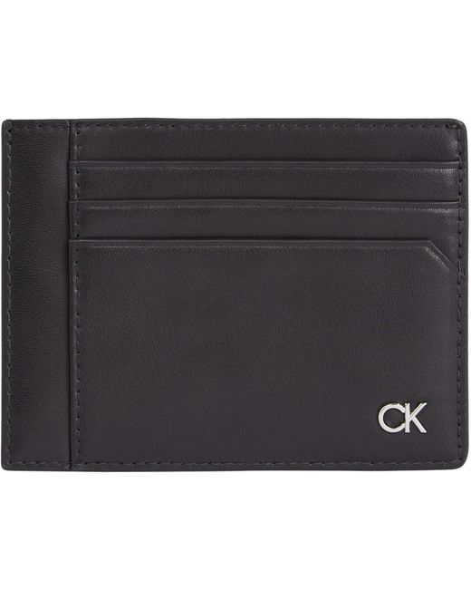 Calvin Klein Black Metal Id Cardholder Wallets for men