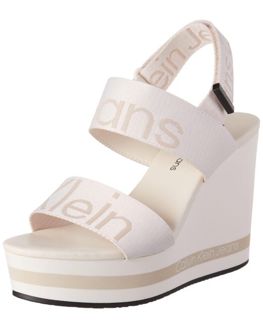 Calvin Klein White Wedges Sandalen mit Keilabsatz