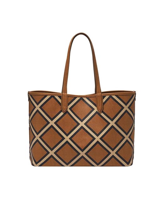 Fossil Tote, Brown Patchwork