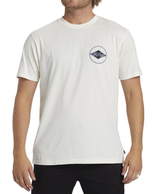 T-Shirt a iche Corte Rotore Diamond di Billabong in White da Uomo