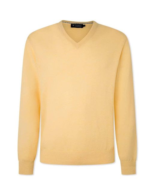 Hackett Cotton Cashmere V Pullover in Yellow für Herren