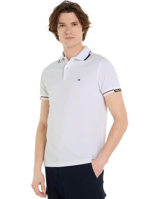 Tommy Hilfiger White Short-sleeve Polo Shirt Slim Fit for men