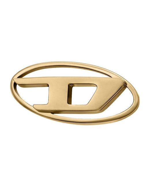DIESEL Oval D Logo Goldfarbener Edelstahl Ohrring in Metallic für Herren