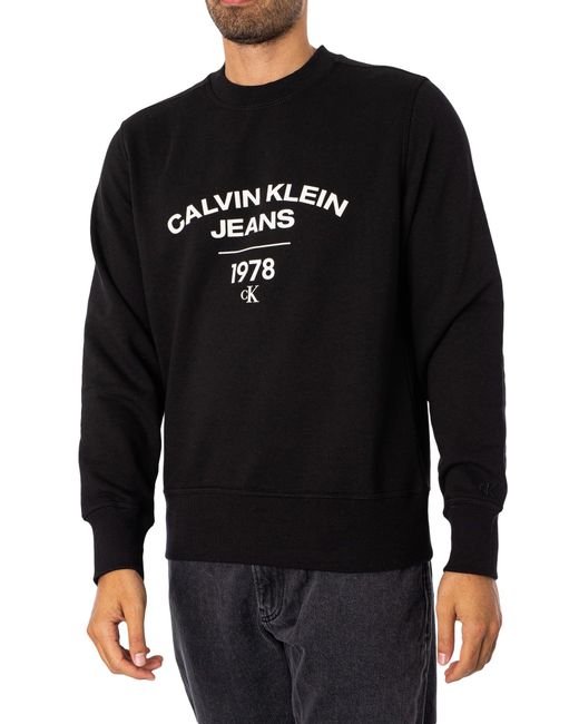 Felpa Uomo Regular Invernale con Logo 1978 - Taglia di Calvin Klein in Black da Uomo