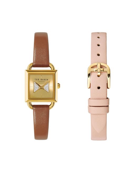 Ted Baker Brown Taliah Ladies Box Set Tan & Pink Leather Strap Watch