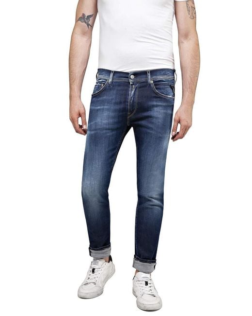 Replay Blue Jondrill Hyper Bio Skinny Jeans for men