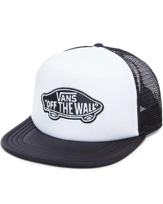 Vans Mens Classic Off The Wall Flat Brim Trucker Baseball Cap Hat - White for men