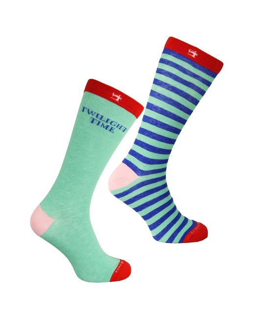 Scotch & Soda 2-pack Printed Long Green Blue S Socks 142793 0218 for men