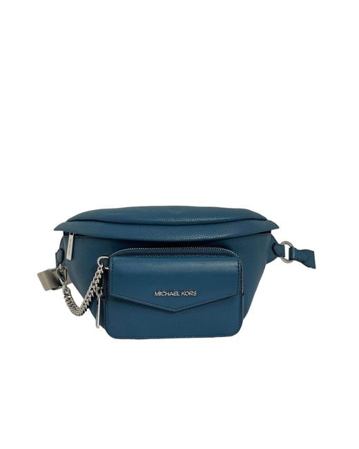 Michael Kors Blue Maisie Large Pebbled Leather 2 In 1 Sling Pack Waist Belt Bag Crossbody Strap