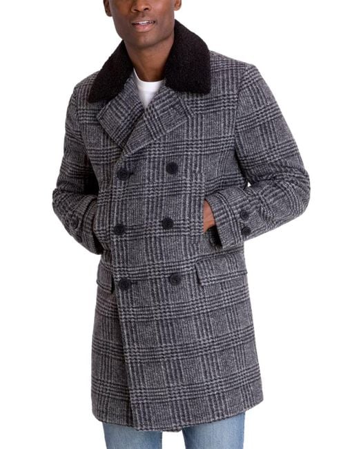 Michael Kors Gray S Middlefield Classic-fit Stretch Plaid Top Coat 38 Short Black for men